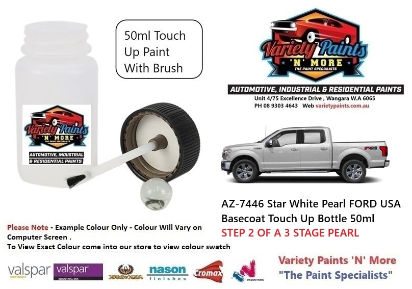 AZ-7446 Star White Pearl FORD USA Basecoat Touch Up Bottle 50ml