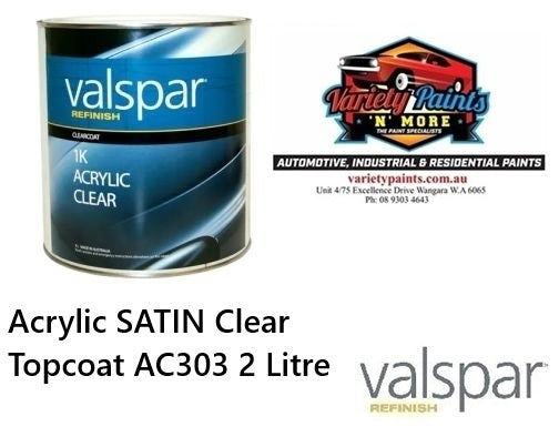 Acrylic SATIN Clear Topcoat AC303 2 Litre