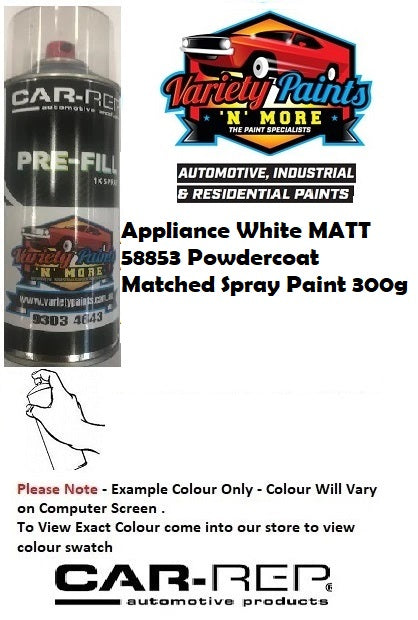 Appliance White MATT 58853 Powdercoat Matched Spray Paint 300g 18S6603