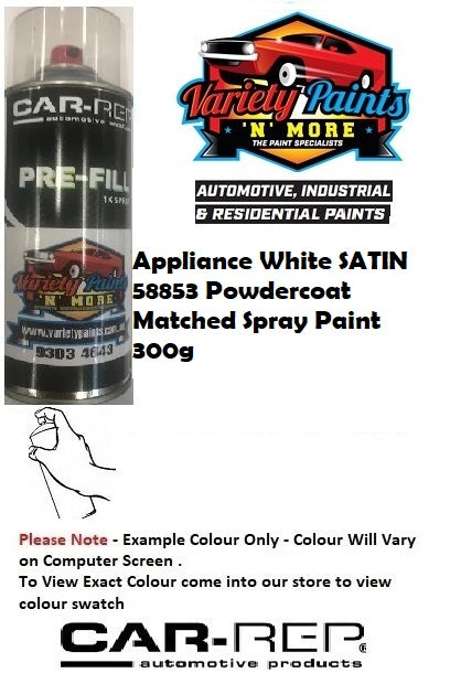 Appliance White SATIN 58853 Powdercoat Matched Spray Paint 300g 18S6603