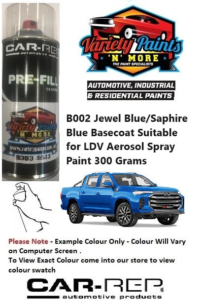 B002 Jewel Blue/Saphire Blue Basecoat Suitable for LDV Aerosol Spray Paint 300 Grams