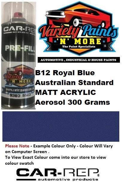 B12 Royal Blue Australian Standard MATT ACRYLIC Aerosol 300 Grams