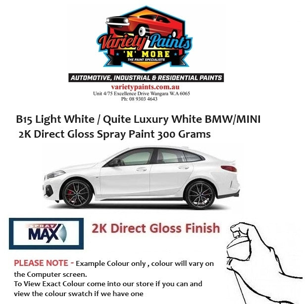 B15 Light White / Quite Luxury White BMW/MINI 2K Direct Gloss Spray Paint 300 Grams