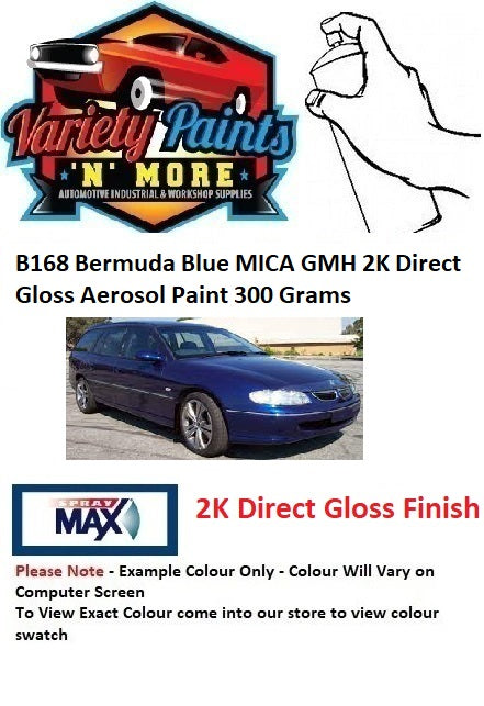 B168 Bermuda Blue MICA GMH 2K Direct Gloss Aerosol Paint 300 Grams 1IS BOX4A