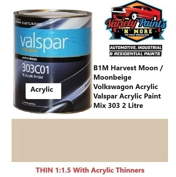 B1M Harvest Moon / Moonbeige  Volkswagon Acrylic Valspar Acrylic Paint Mix 2 Litre 1IS SH1