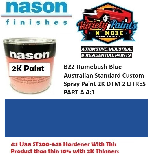 B22 Homebush Blue Australian Standards Nason 2K DTM 4:1  Paint Mix 2 Litres