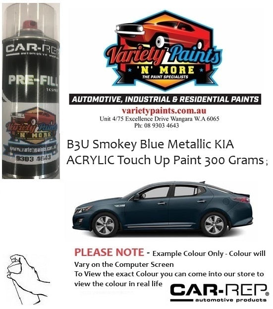 B3U Smokey Blue Metallic KIA ACRYLIC Touch Up Paint 300 Grams