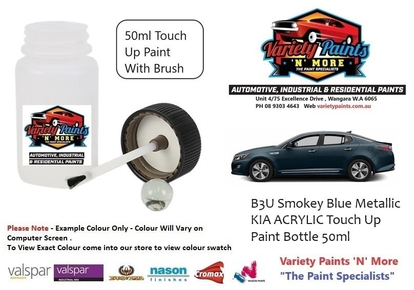B3U Smokey Blue Metallic KIA ACRYLIC Touch Up Paint Bottle 50ml