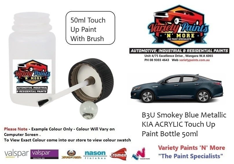 B3U Smokey Blue Metallic KIA ACRYLIC Touch Up Paint Bottle 50ml With brush