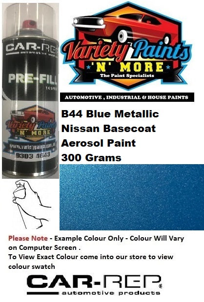 B44 Blue Metallic Nissan Basecoat Aerosol Paint 300 Grams
