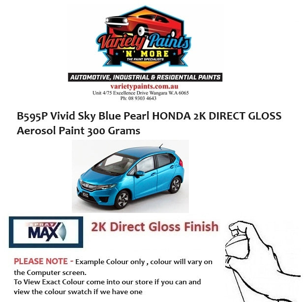 B595P Vivid Sky Blue Pearl HONDA 2K DIRECT GLOSS Aerosol Paint 300 Grams