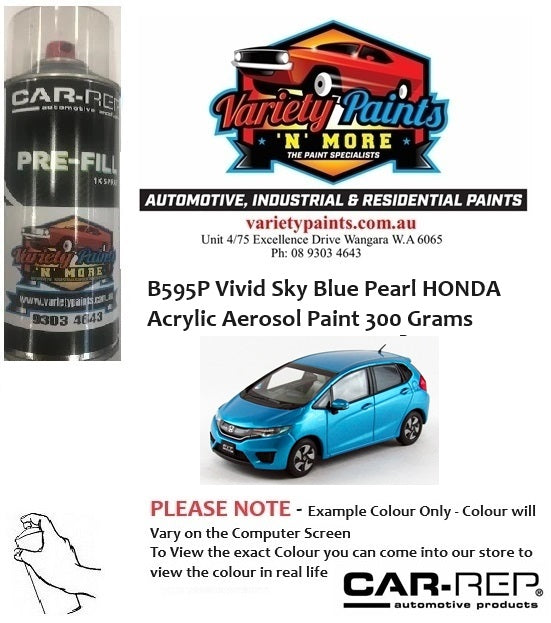 B595P Vivid Sky Blue Pearl HONDA ACRYLIC Aerosol Paint 300 Grams