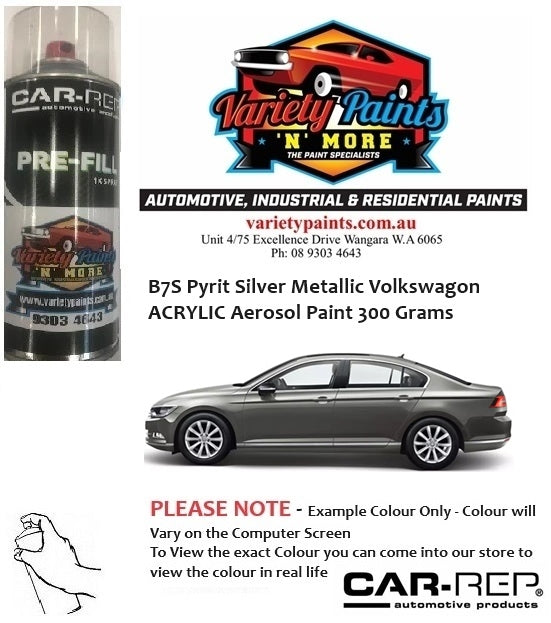 B7S Pyrit Silver Metallic Volkswagon ACRYLIC Aerosol Paint 300 Grams