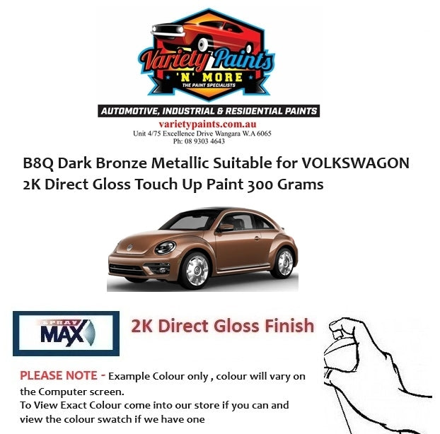 B8Q Dark Bronze Metallic Suitable for VOLKSWAGON 2K Direct Gloss Touch Up Paint 300 Grams