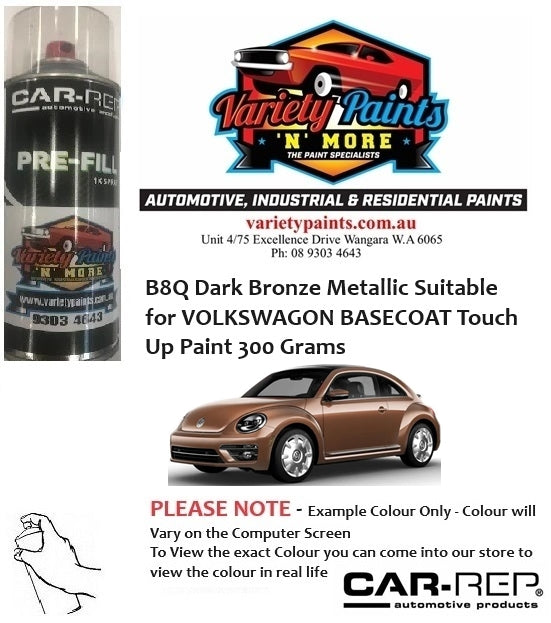 B8Q Dark Bronze Metallic Suitable for VOLKSWAGON BASECOAT Touch Up Paint 300 Grams