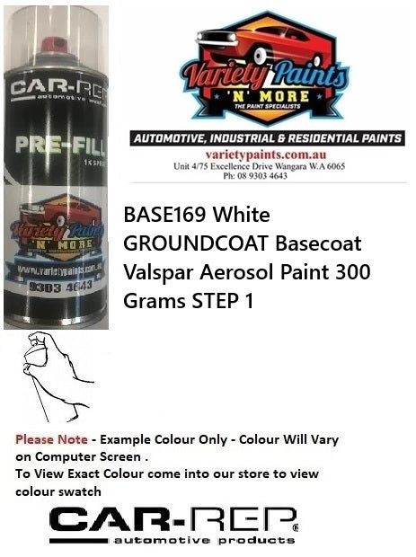BASE169 White GROUNDCOAT Basecoat Valspar Aerosol Paint 300 Grams STEP 1