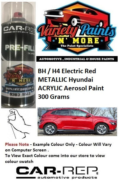 BH / H4 Electric Red Hyundai ACRYLIC Aerosol Paint 300 Grams