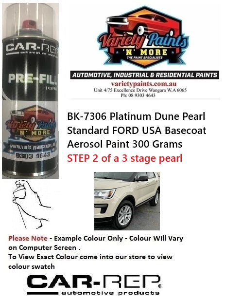 BK-7306 Platinum Dune Pearl Standard FORD USA Basecoat Aerosol Paint 300 Grams STEP 2