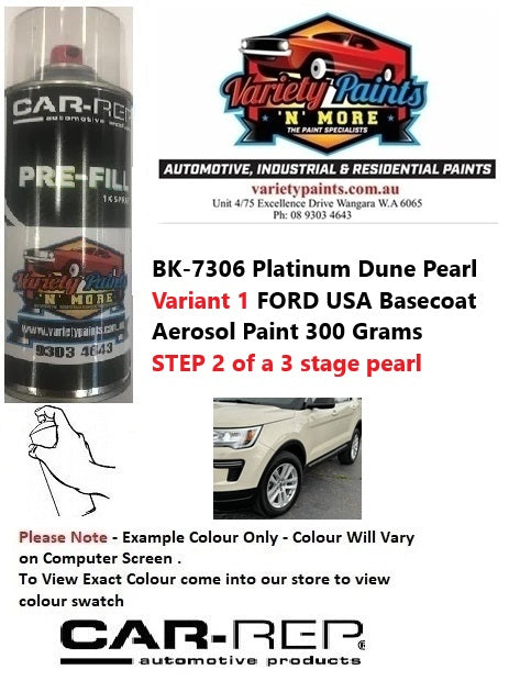 BK-7306 Platinum Dune Pearl Variant 1 FORD USA Basecoat Aerosol Paint 300 Grams STEP 2
