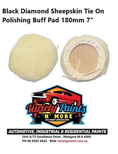 Black Diamond Sheepskin Tie On Polishing Buff Pad 180mm 7"