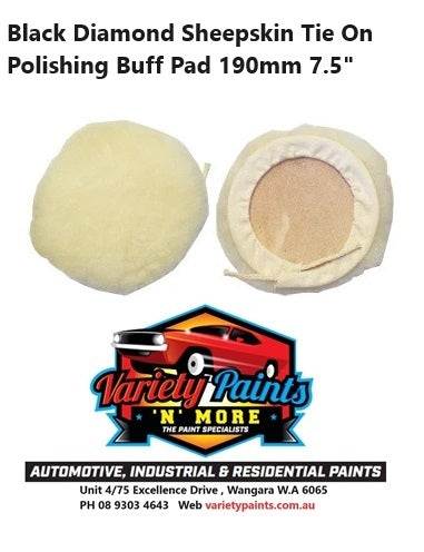 Black Diamond Sheepskin Tie On Polishing Buff Pad 190mm 7.5"