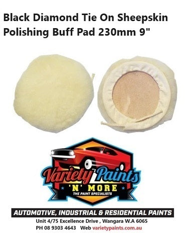 Black Diamond Tie On Sheepskin Polishing Buff Pad 230mm 9"