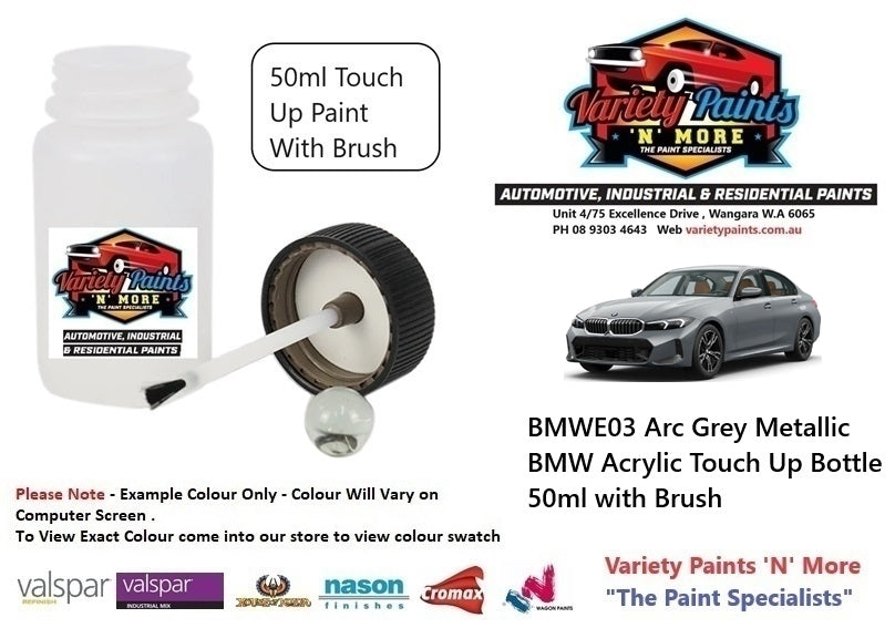 BMWE03 Arc Grey Metallic BMW Acrylic Touch Up Bottle 50ml with Brush