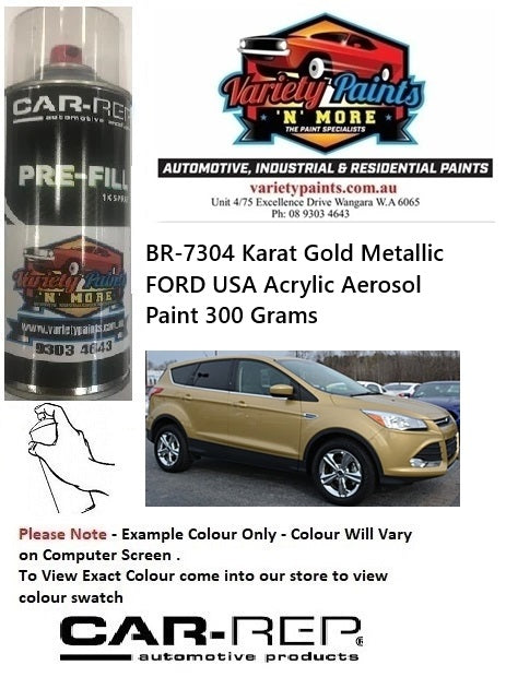 BR-7304 Karat Gold Metallic FORD USA Acrylic Aerosol Paint 300 Grams