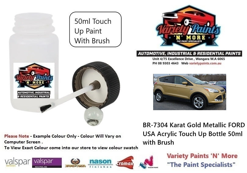 BR-7304 Karat Gold Metallic FORD USA Acrylic Touch Up Bottle 50ml with Brush