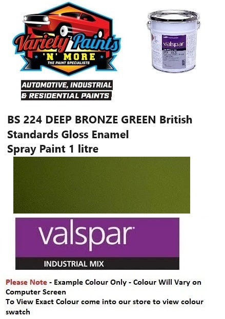 BS 224 DEEP BRONZE GREEN British Standards Gloss Enamel Spray Paint 1 litre