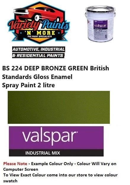 BS 224 DEEP BRONZE GREEN British Standards Gloss Enamel Spray Paint 2 litre
