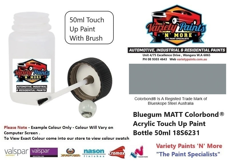 Bluegum MATT Colorbond® Touch Up Paint bottle 50ml 18S6231