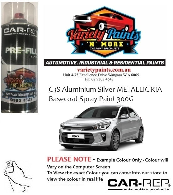 C3S Aluminium Silver METALLIC KIA Basecoat Spray Paint 300G