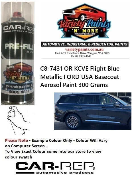 C8-7431 OR KCVE Flight Blue Metallic FORD USA Basecoat Aerosol Paint 300 Grams