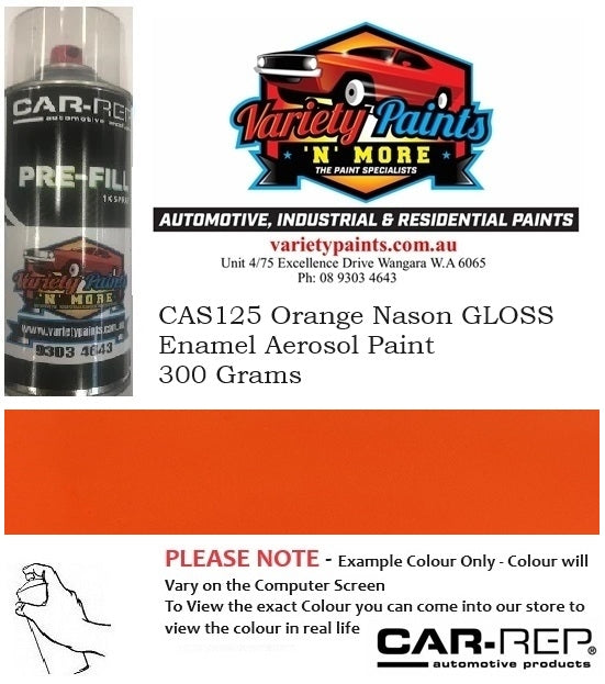 CAS125 Orange Nason GLOSS Enamel Aerosol Paint 300 Grams