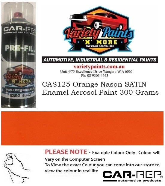 CAS125 Orange Nason SATIN Enamel Aerosol Paint 300 Grams