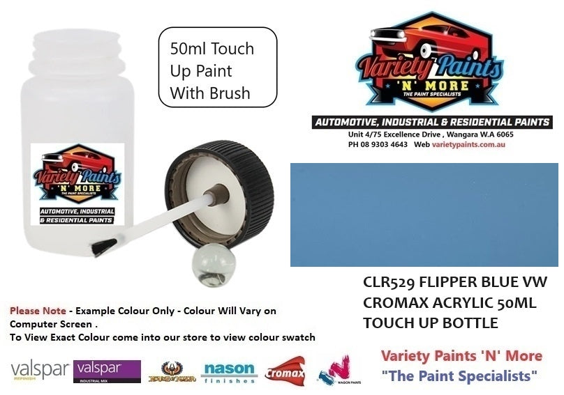 CLR529 FLIPPER BLUE VW CROMAX ACRYLIC 50ML TOUCH UP BOTTLE