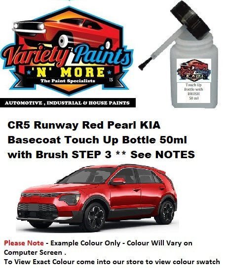 CR5 Runway Red Pearl KIA Basecoat Touch Up Bottle 50ml with Brush STEP 3 ** See NOTES