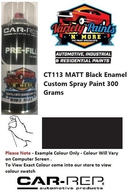 CT113 MATT Black Enamel Custom Spray Paint 300 Grams
