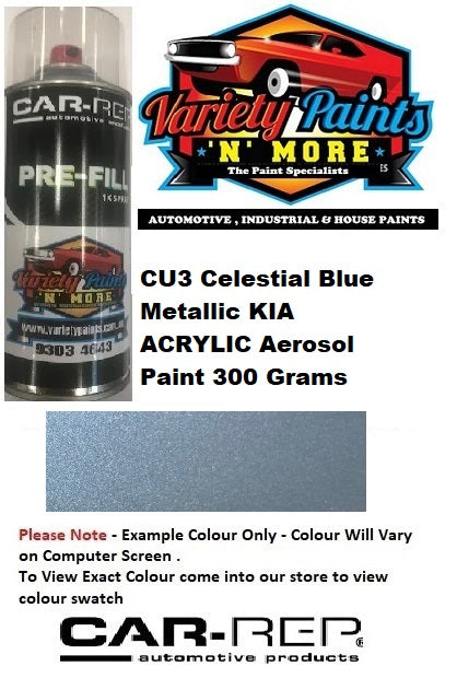 CU3 Celestial Blue Metallic KIA ACRYLIC Aerosol Paint 300 Grams