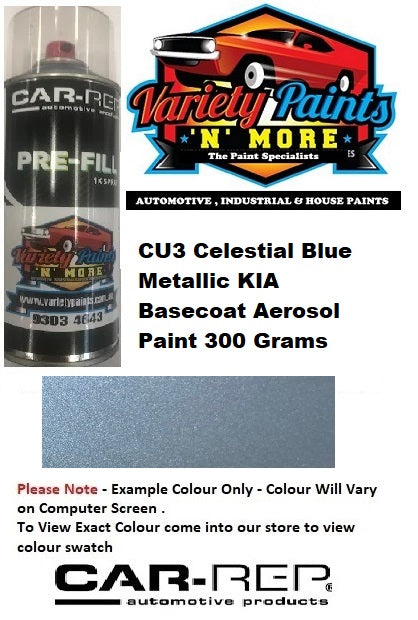 CU3 Celestial Blue Metallic KIA Basecoat Aerosol Paint 300 Grams