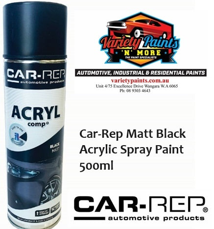 Car-Rep Matt Black Acrylic Spray Paint 500ml