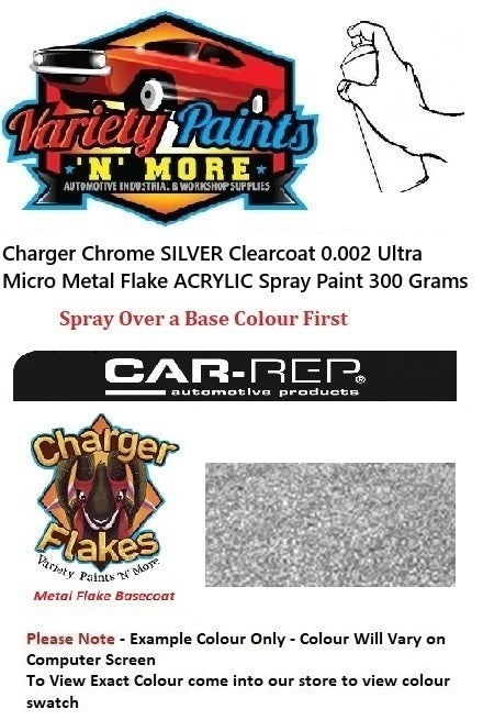 Charger Chrome SILVER Clearcoat 0.002 Ultra Micro Metal Flake ACRYLIC Spray Paint 300 Grams
