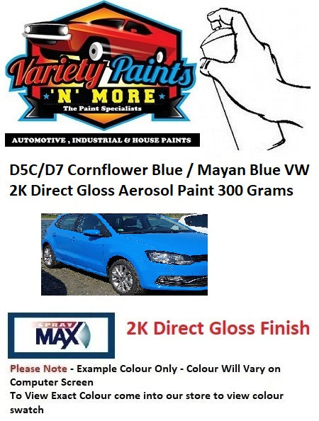 D5C/D7 Cornflower Blue / Mayan Blue VW 2K Direct Gloss Aerosol Paint 300 Grams
