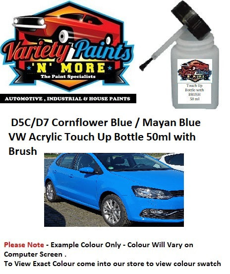D5C/D7 Cornflower Blue / Mayan Blue VW Acrylic Touch Up Bottle 50ml with Brush