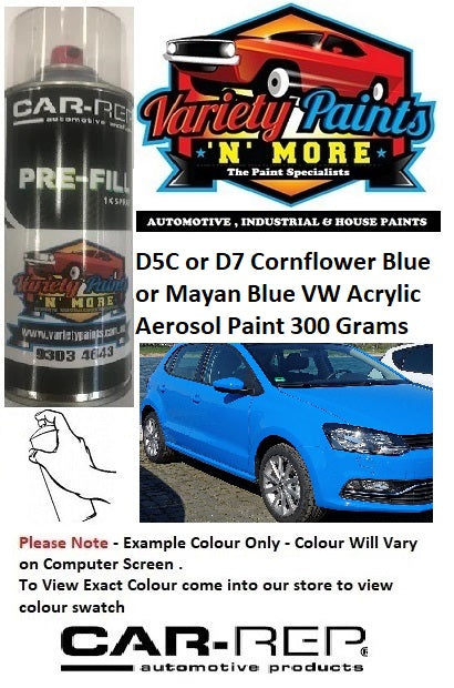 D5C/D7 Cornflower Blue / Mayan Blue VW ACRYLIC Aerosol Paint 300 Grams