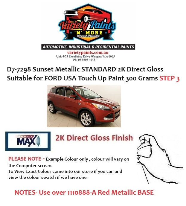 D7-7298 Sunset Metallic STANDARD 2K Direct Gloss Suitable for FORD USA Touch Up Paint 300 Grams STEP 3