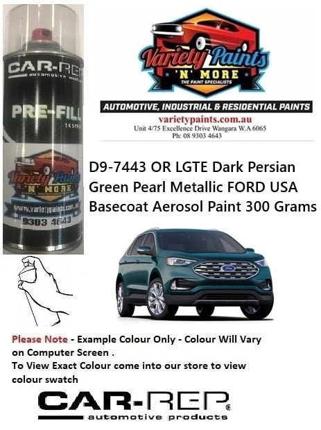 D9-7443 OR LGTE Dark Persian Green Pearl Metallic FORD USA Basecoat Aerosol Paint 300 Grams