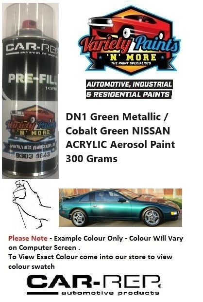 DN1 Green Metallic / Cobalt Green NISSAN ACRYLIC Aerosol Paint 300 Grams