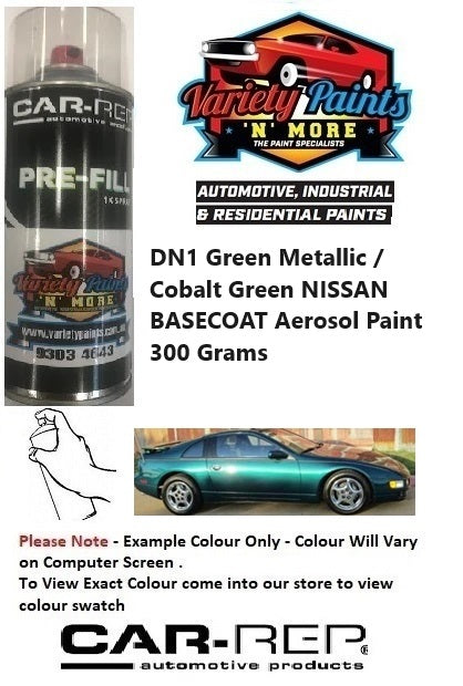 DN1 Green Metallic / Cobalt Green NISSAN BASECOAT Aerosol Paint 300 Grams